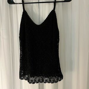Elegant Black Crochet Tank Top